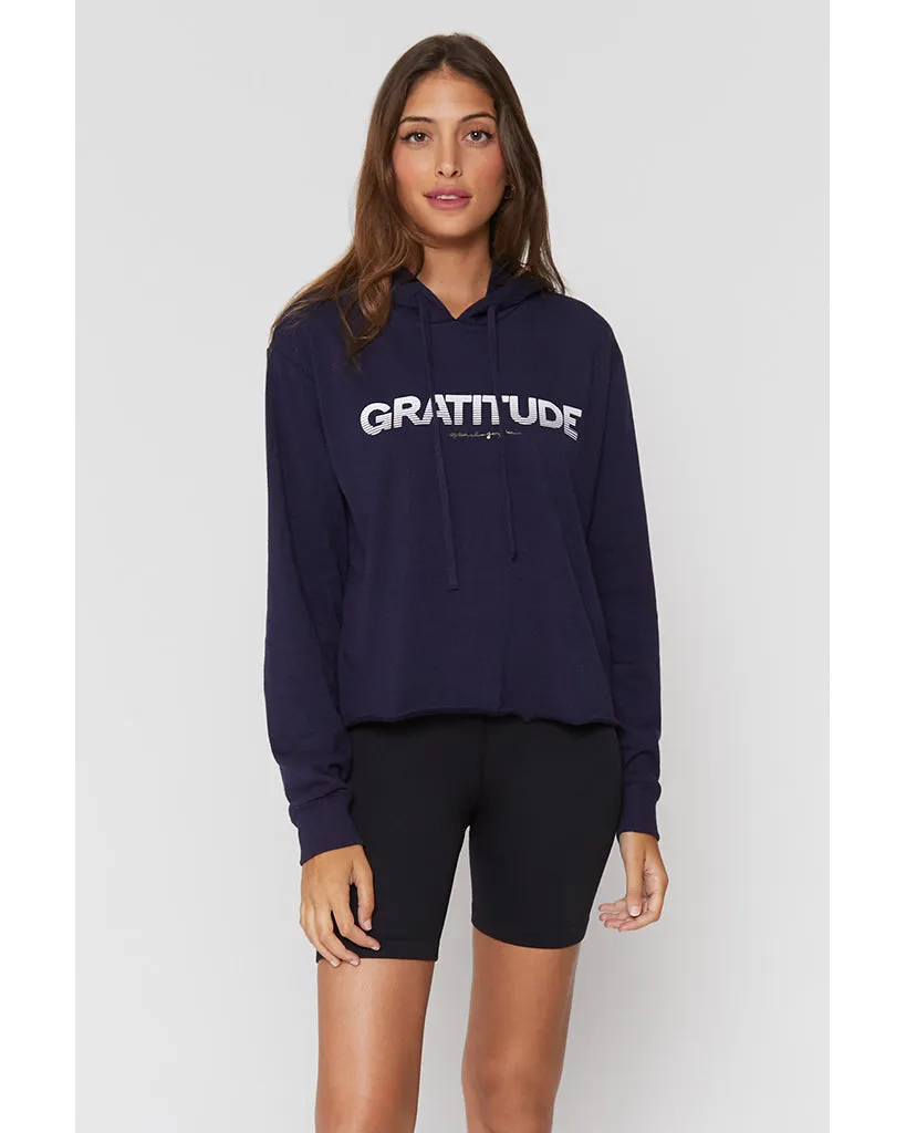 Spiritual Gangster Gratitude Vintage Terry Crop Hoodie - Womens - Night