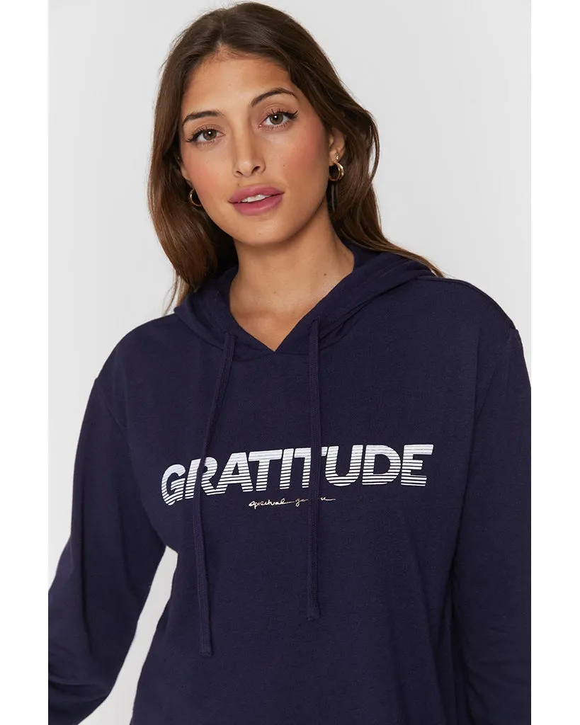 Spiritual Gangster Gratitude Vintage Terry Crop Hoodie - Womens - Night