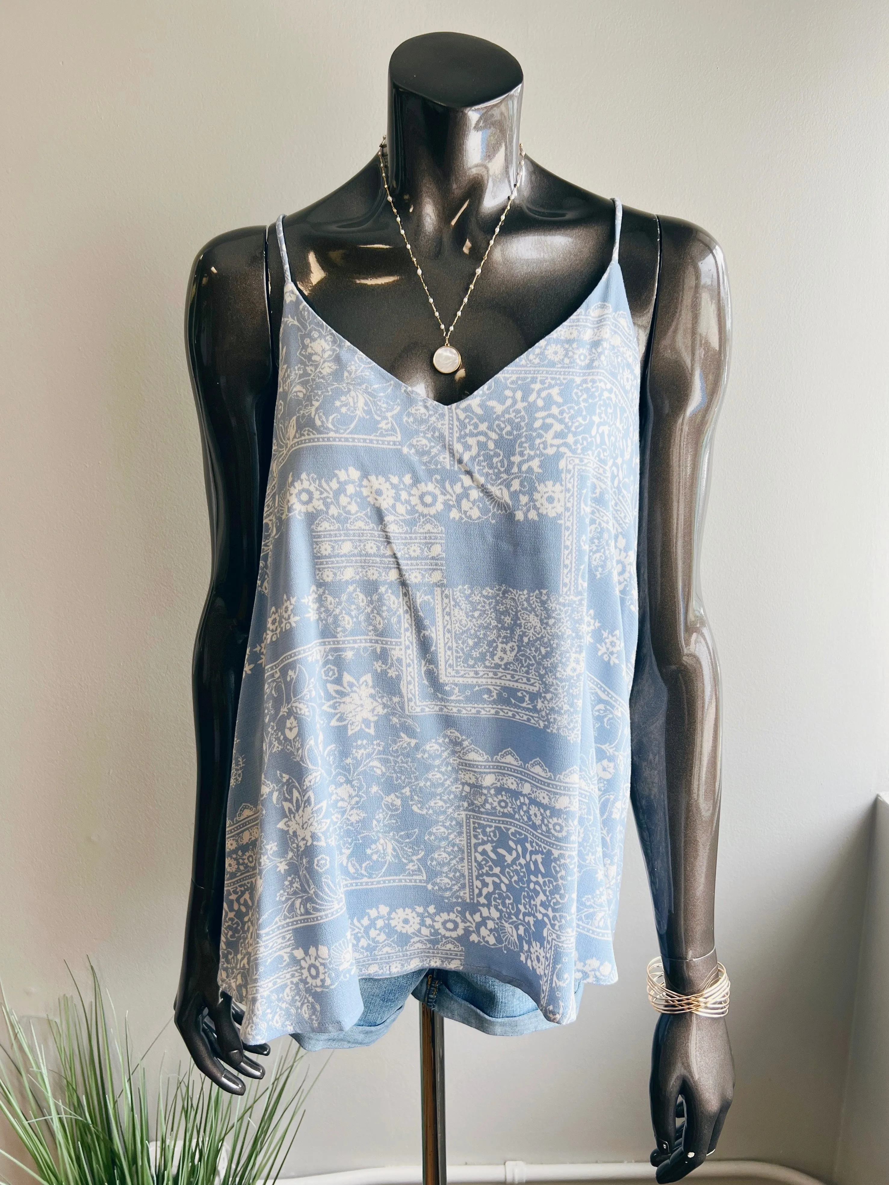 Stencil Floral Racerback Tank (5 colors) (FINAL SALE)