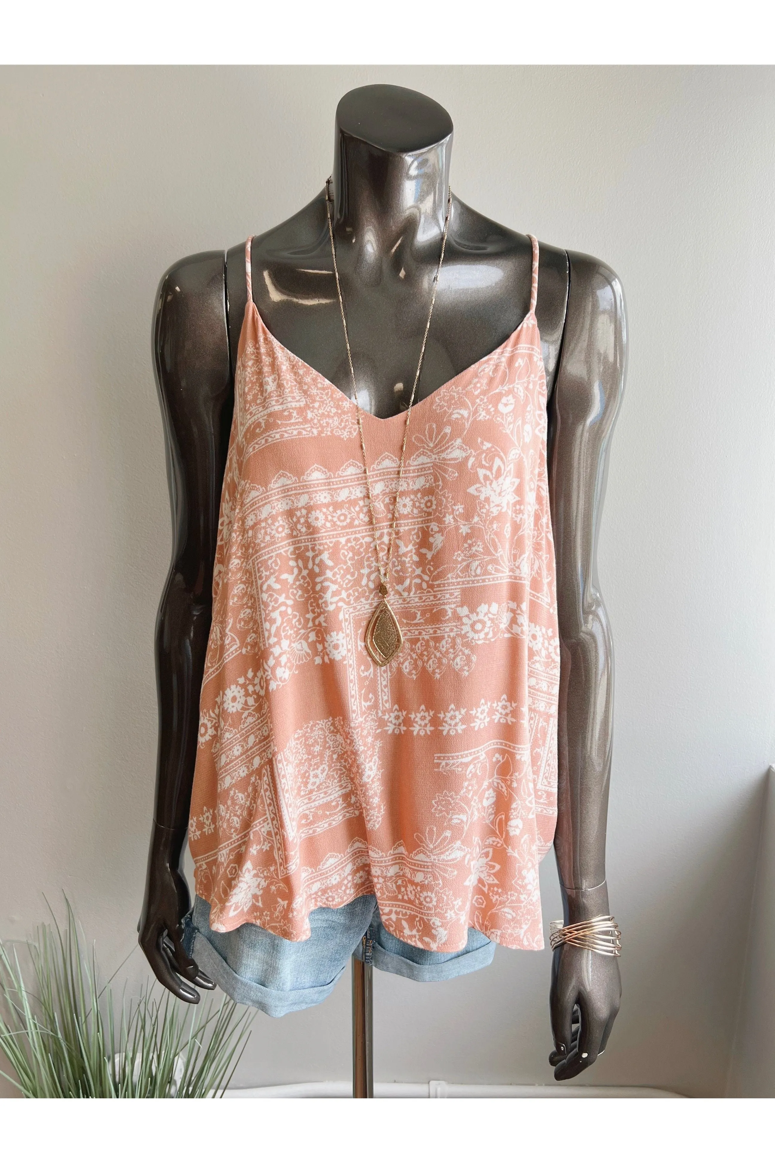 Stencil Floral Racerback Tank (5 colors) (FINAL SALE)