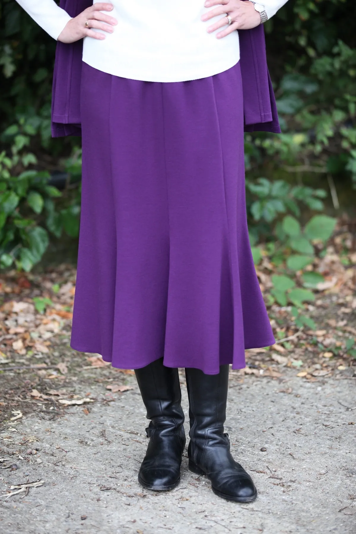 Stratford Jersey Skirt  in Grape and Black  Sizes 12 -  24