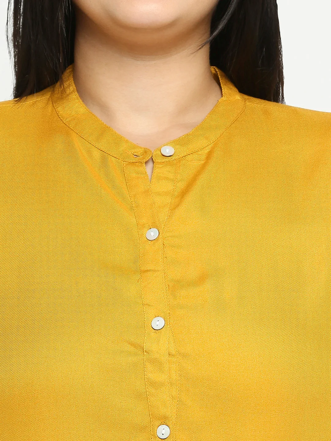 Style Quotient Plus Women Solid Mustard  Viscose Rayon Formal Shirt