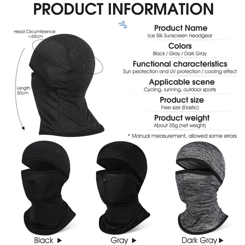 Summer Cycling Headgear Ice Silk Sunscreen Face Cover MTB Bike Balaclava Fishing Sport Bandana Anti-UV Men Women Bicycle Cap