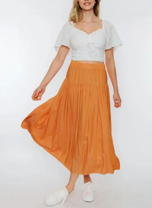 Sunset Dinner Elastic Waist Maxi Skirt (Assorted Colors)