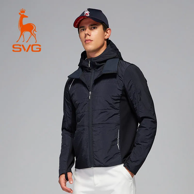 SVG Golf Men's Detachable Hooded Quilted Jacket