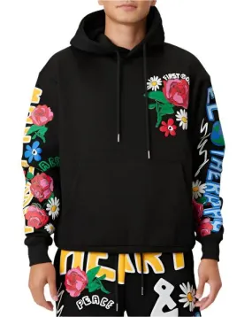 TEEK - Black Flower Puff Hoodie