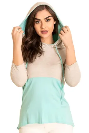 TEEK - Plus Size Two Tone Color Block Hoodie