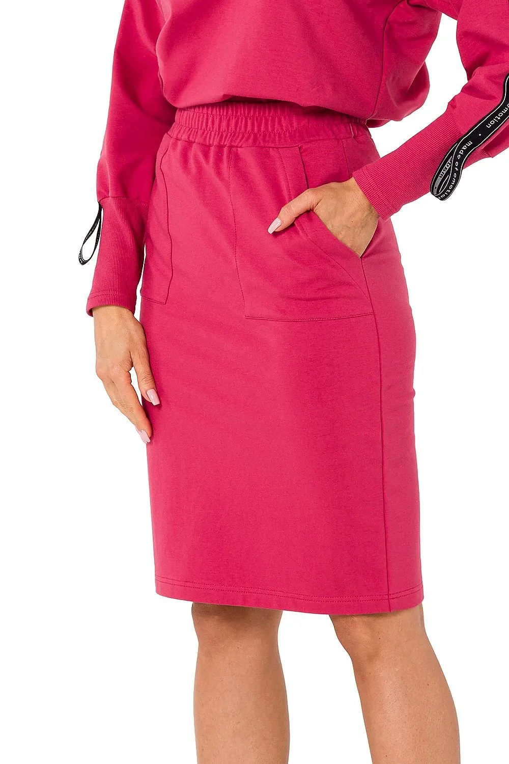 TEEK - Pocketed Solid Color Sweat Skirt