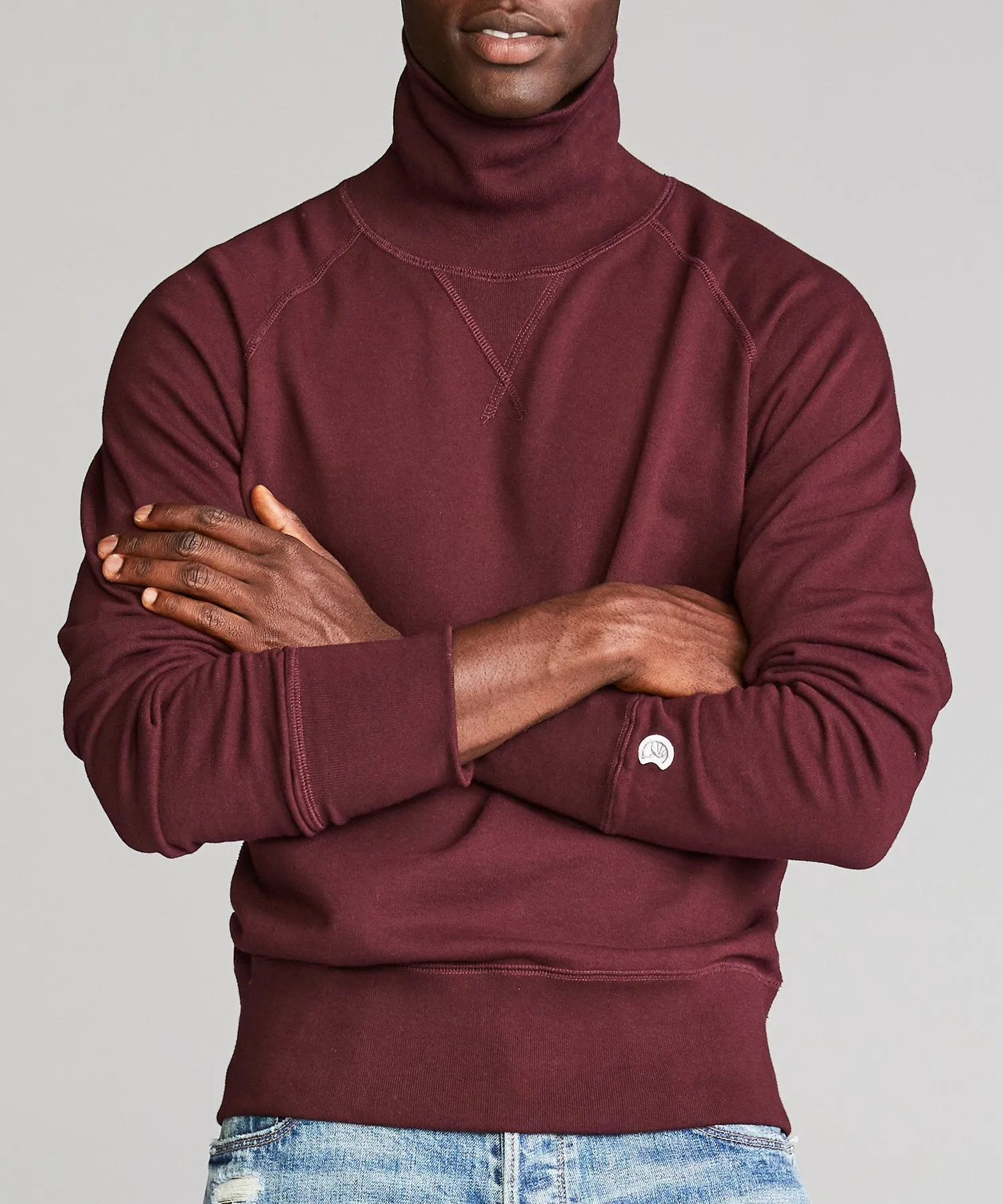 Terry Turtleneck Sweatshirt in Deep Burgundy