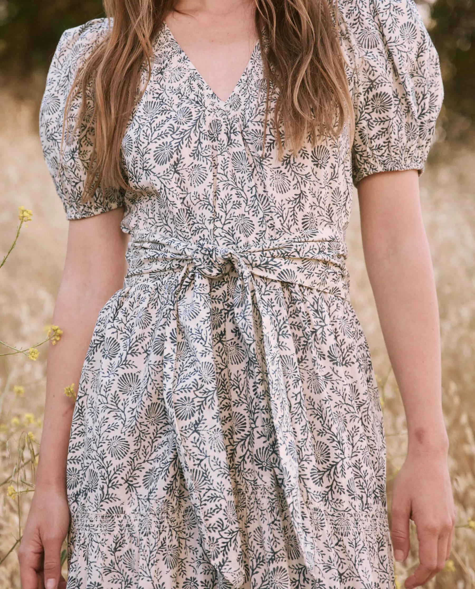 The Great - The Dakota Dress in Feather Grass Block Print