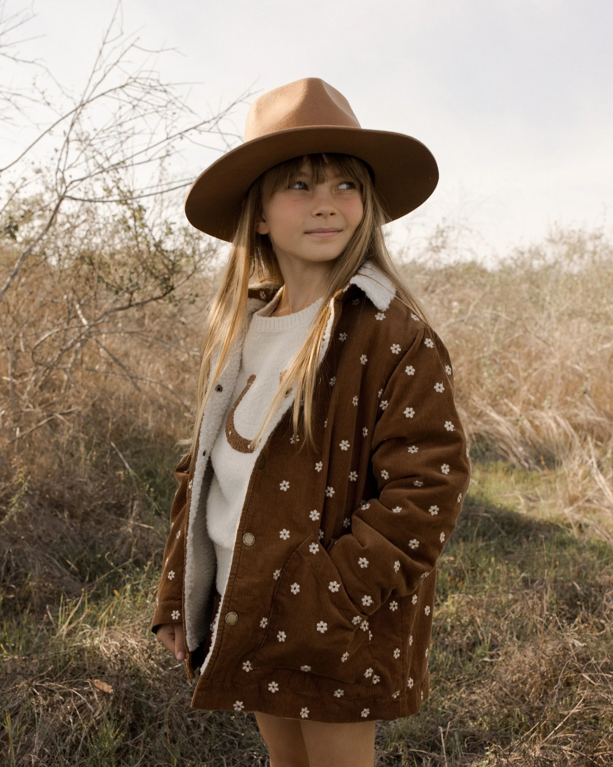 The Long Chore Coat by Rylee   Cru - Floral Embroidery - KIDS