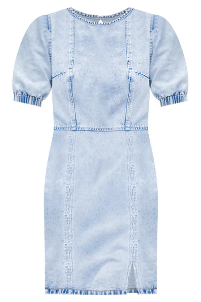 The One I Loved Acid Wash Puff Sleeve Mini Dress FINAL SALE