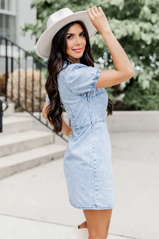 The One I Loved Acid Wash Puff Sleeve Mini Dress FINAL SALE