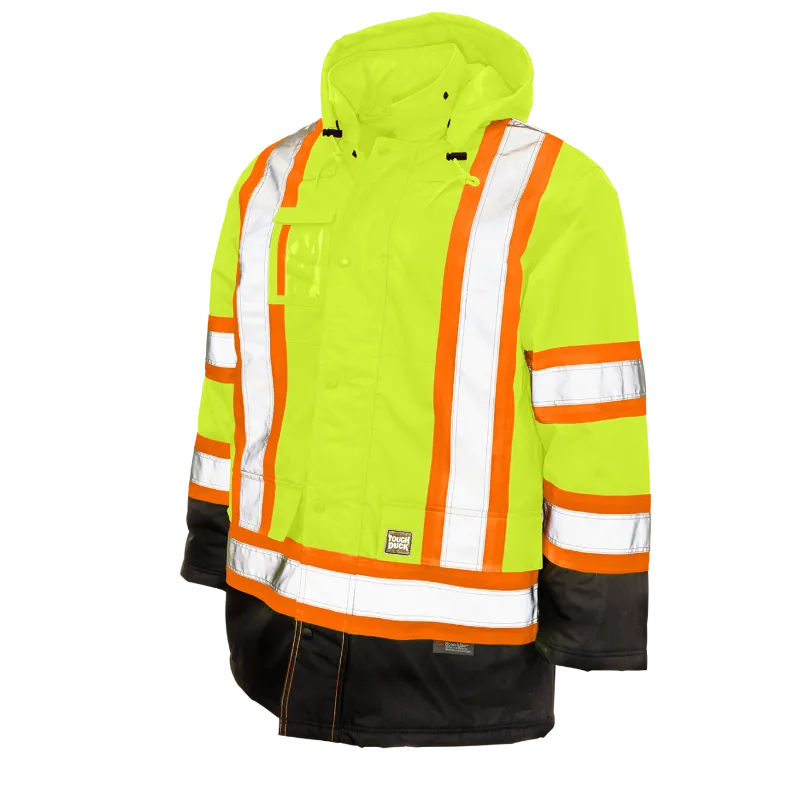 Tough Duck Lined Safety Parka Jacket with Quick Release Hoodie - S176