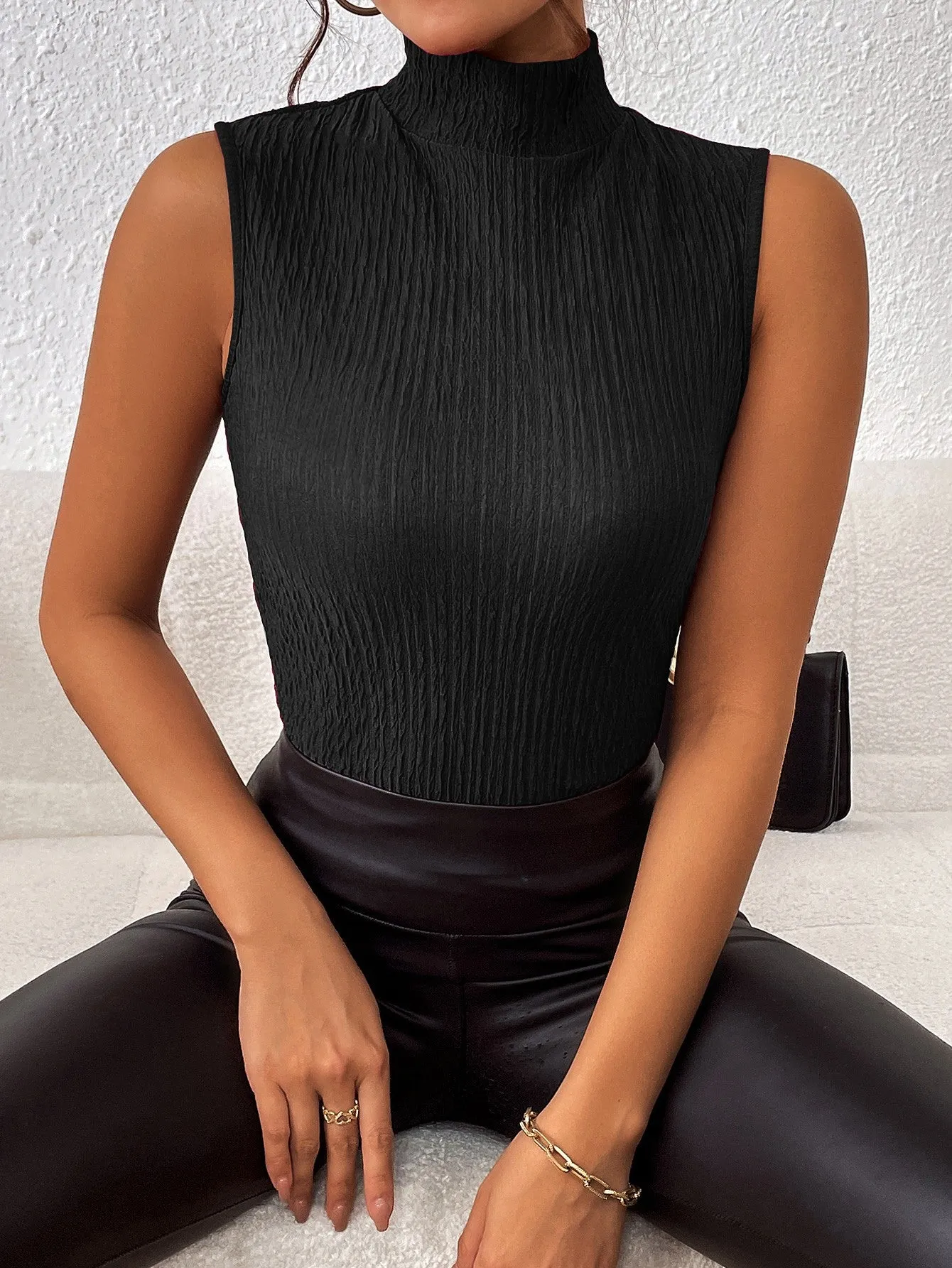 Turtleneck Sleeveless Tank