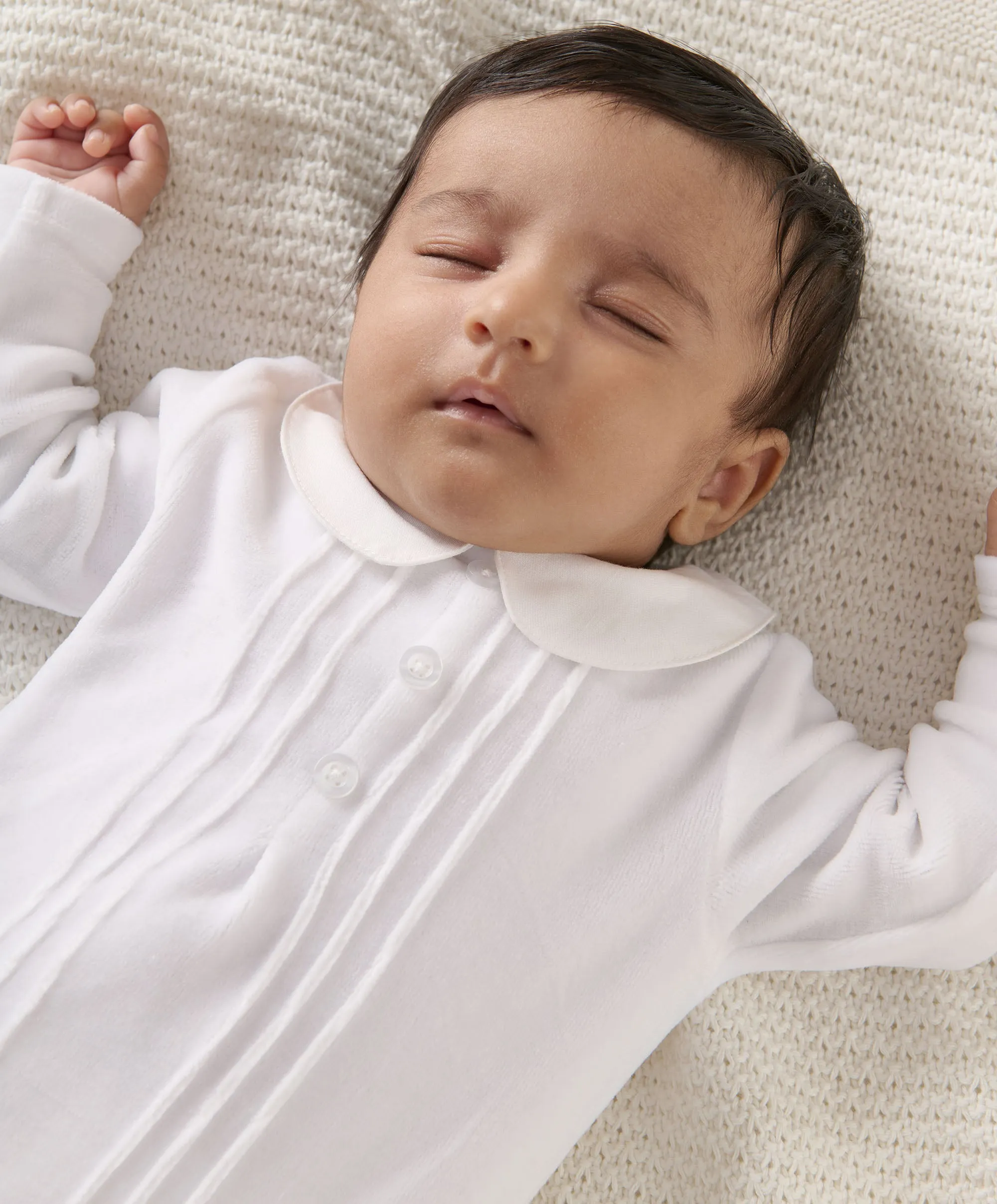 Velour Sleepsuit - White