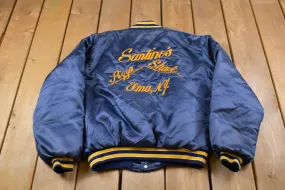 Vintage 1970s Birdie Santino's Pizza Shack Satin Bomber Jacket