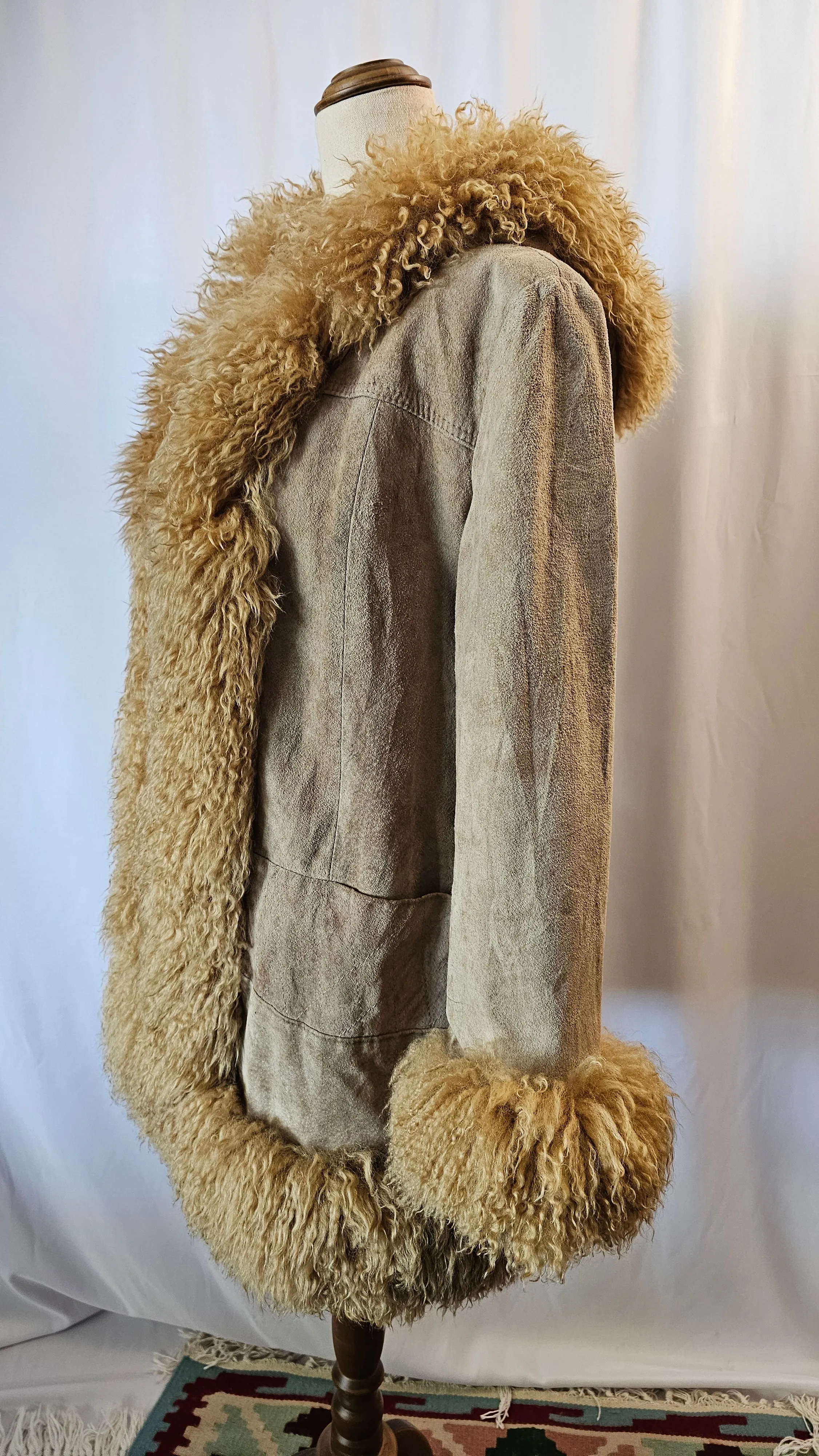 Vintage Penny Lane shearling coat with hood suede & sheepskin size 11