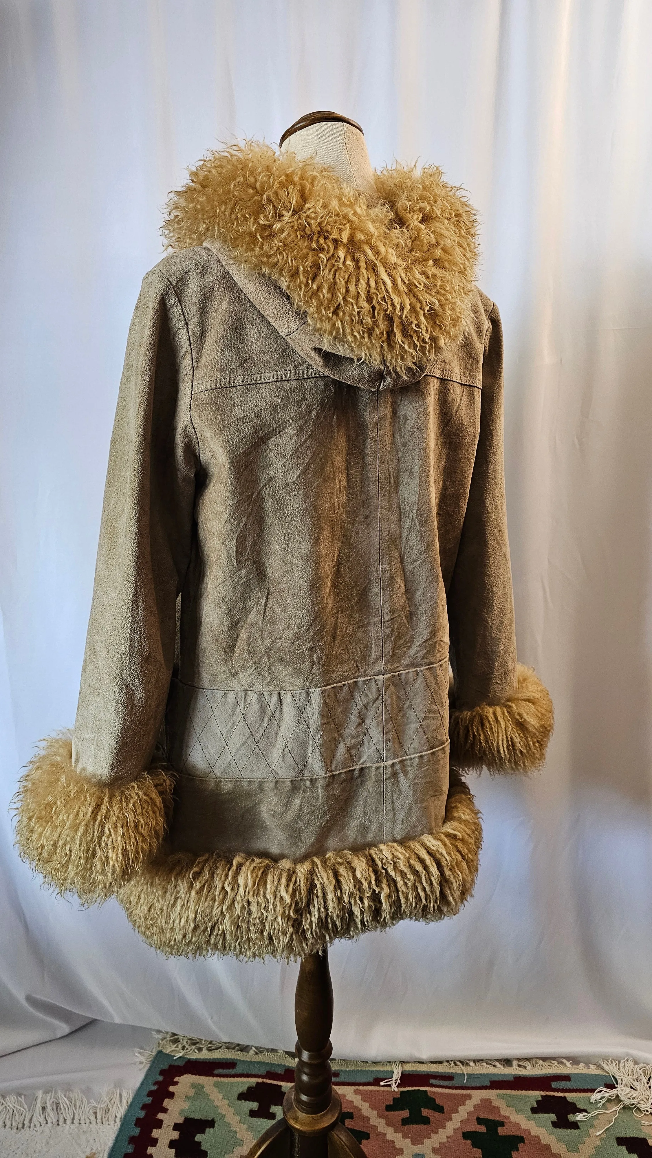 Vintage Penny Lane shearling coat with hood suede & sheepskin size 11