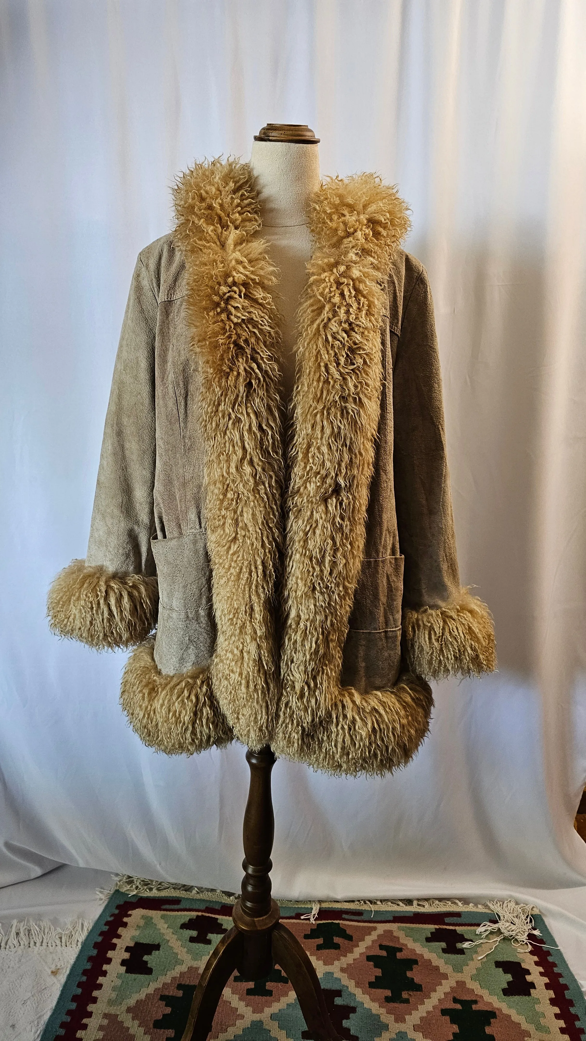 Vintage Penny Lane shearling coat with hood suede & sheepskin size 11