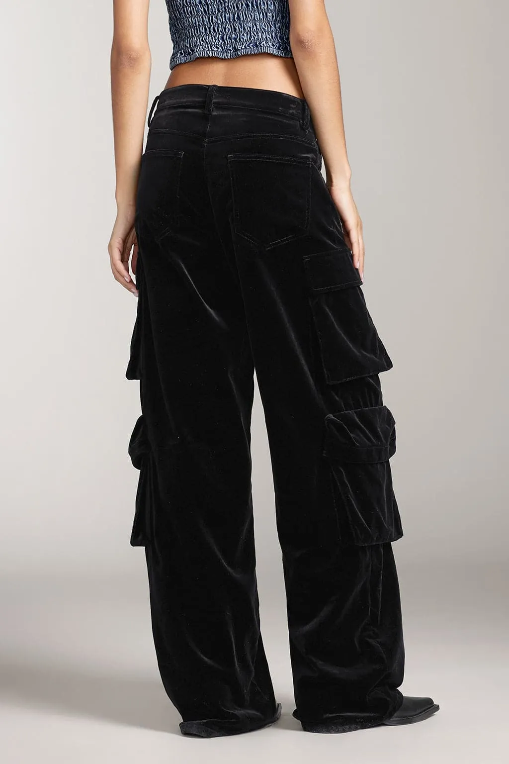 Vintage Velvet High Waist Cargo Pants