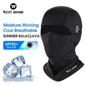 WEST BIKING Summer Breathable Cycling Cap Anti-Uv Balaclava Men Full Face Mask Bicycle Motorcycle Running Cooling Sport Gear