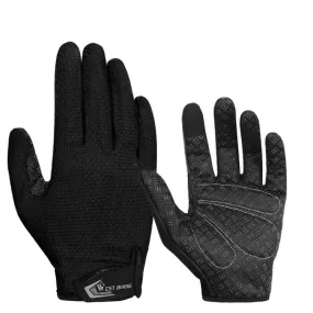 WEST BIKING YP0211223 Full-Finger Gloves For Cycling Shock Absorption Non-Slip Touch Screen Gloves, Size: XL(Black)