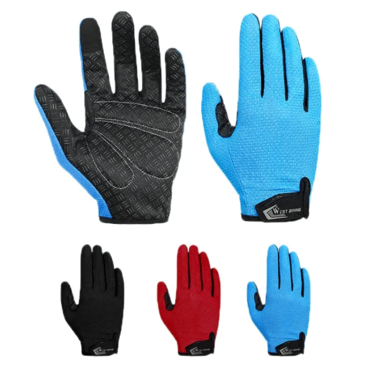 WEST BIKING YP0211223 Full-Finger Gloves For Cycling Shock Absorption Non-Slip Touch Screen Gloves, Size: XL(Black)