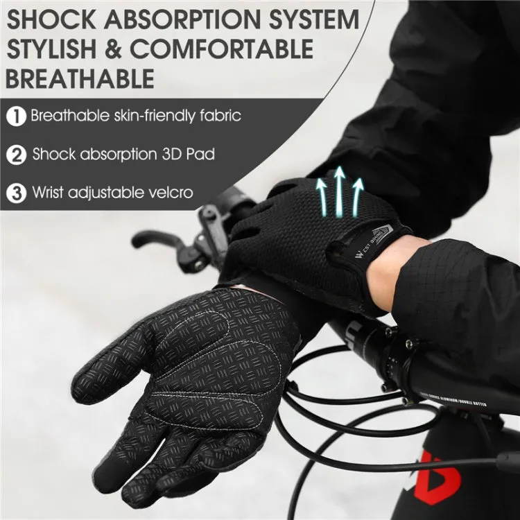 WEST BIKING YP0211223 Full-Finger Gloves For Cycling Shock Absorption Non-Slip Touch Screen Gloves, Size: XL(Black)