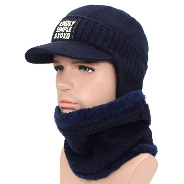 Winter Hat Scarf Skullies Beanies For Men Knitted Hat Women Mask Thick Balaclava Earflap Wool Bonnet Male Beanie Hats Cap