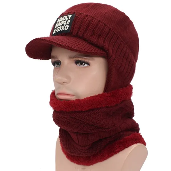 Winter Hat Scarf Skullies Beanies For Men Knitted Hat Women Mask Thick Balaclava Earflap Wool Bonnet Male Beanie Hats Cap