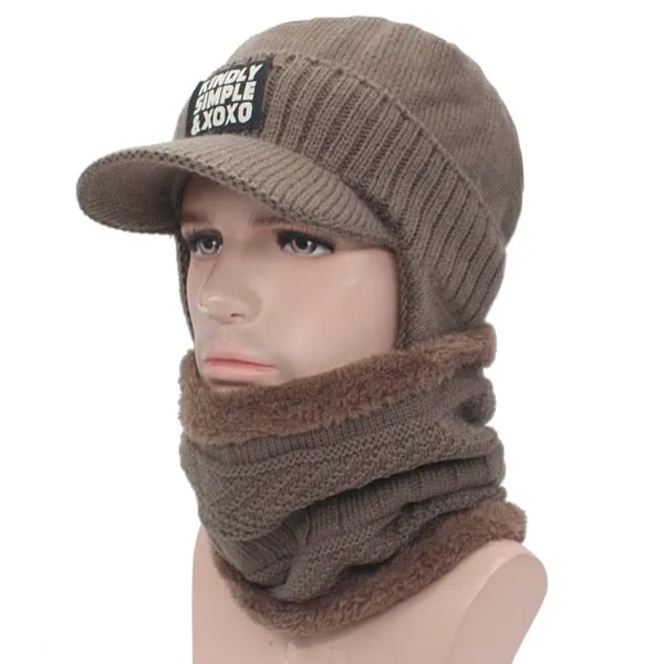 Winter Hat Scarf Skullies Beanies For Men Knitted Hat Women Mask Thick Balaclava Earflap Wool Bonnet Male Beanie Hats Cap