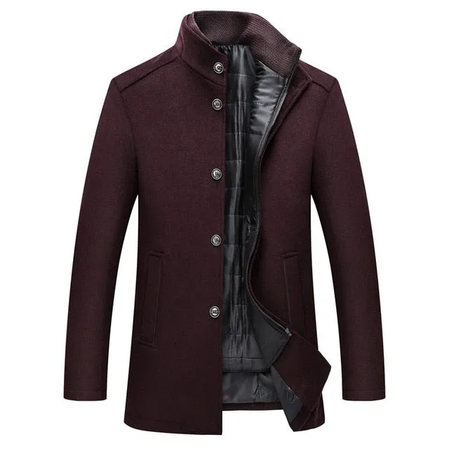 Winter Warm Wool Coat Men Thick Overcoats Topcoat Mens Single Breasted Coats And Jackets With Adjustable Vest Men's Coat