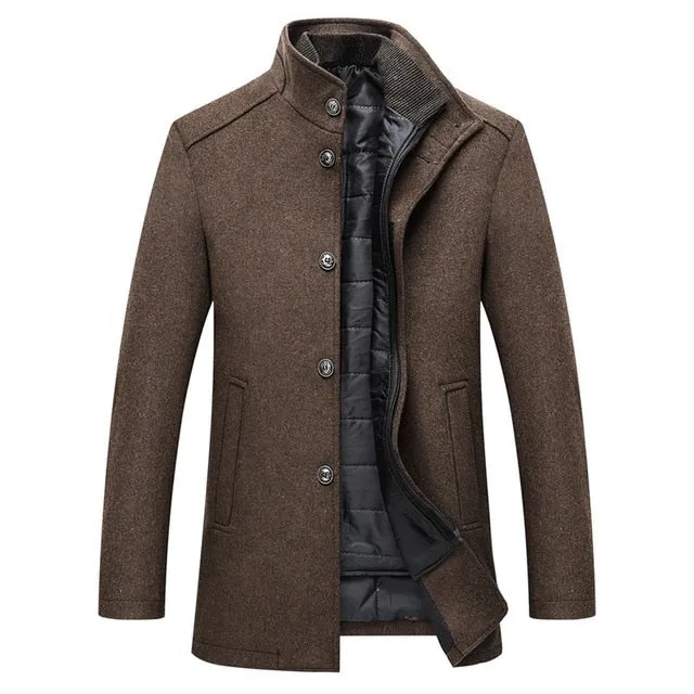 Winter Warm Wool Coat Men Thick Overcoats Topcoat Mens Single Breasted Coats And Jackets With Adjustable Vest Men's Coat