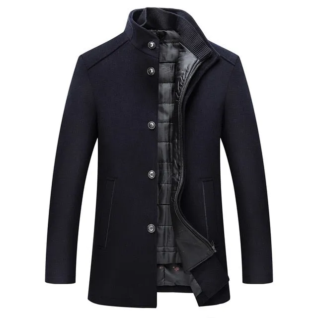 Winter Warm Wool Coat Men Thick Overcoats Topcoat Mens Single Breasted Coats And Jackets With Adjustable Vest Men's Coat