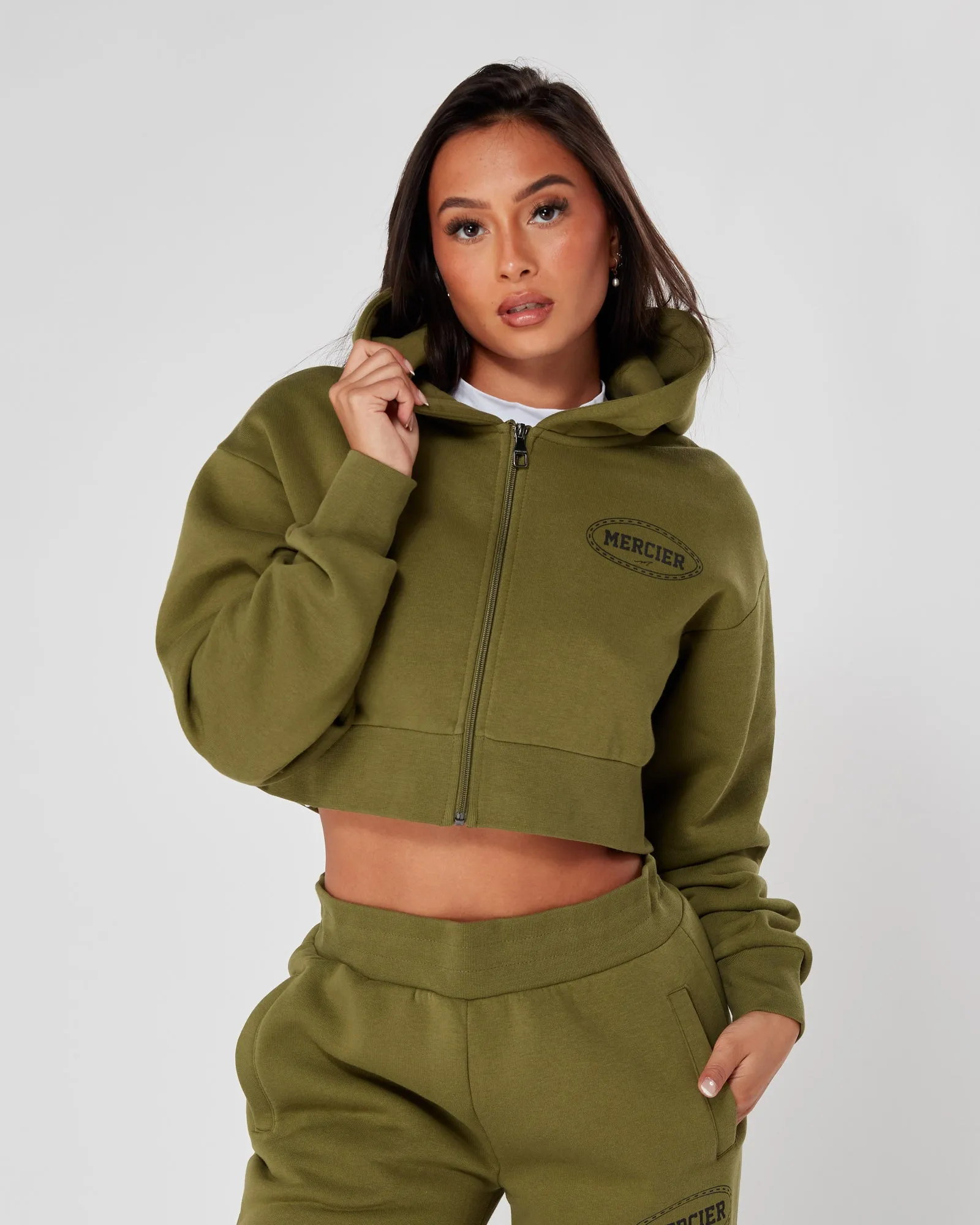 Womens Khaki Maison Zip Hoodie