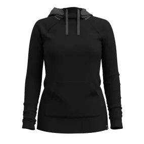 Women's Thermal Merino Drape Neck Hoodie - Black-Charcoal Heather