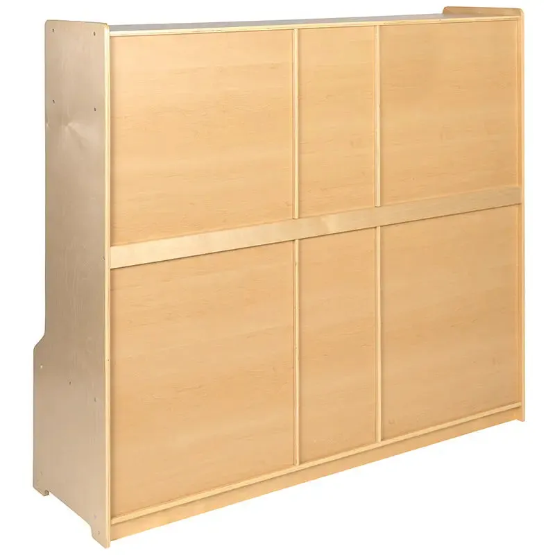 Wooden 5 Section School Coat Locker with Bench, 48"H x 48"L (Natural)