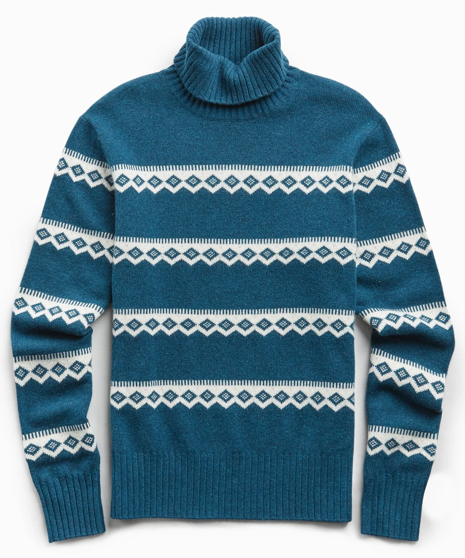 Wool Fairisle Turtleneck in Petrol